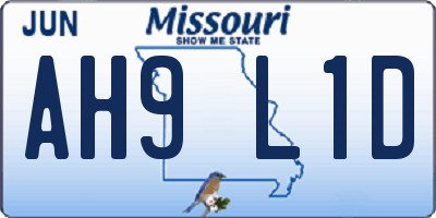 MO license plate AH9L1D
