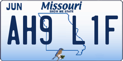 MO license plate AH9L1F