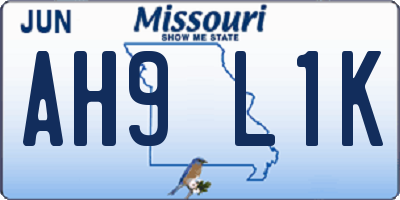 MO license plate AH9L1K