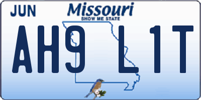 MO license plate AH9L1T
