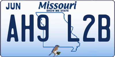 MO license plate AH9L2B