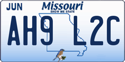 MO license plate AH9L2C