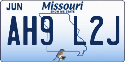 MO license plate AH9L2J