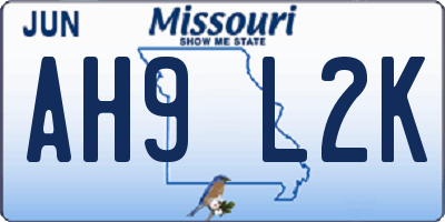 MO license plate AH9L2K