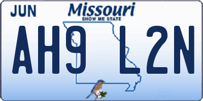 MO license plate AH9L2N