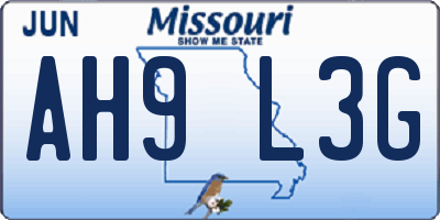 MO license plate AH9L3G