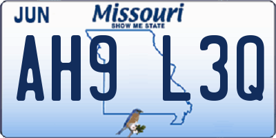 MO license plate AH9L3Q