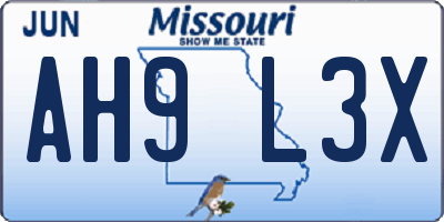 MO license plate AH9L3X