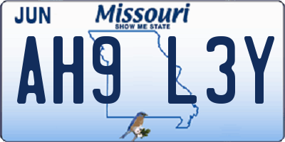 MO license plate AH9L3Y