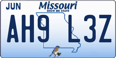 MO license plate AH9L3Z