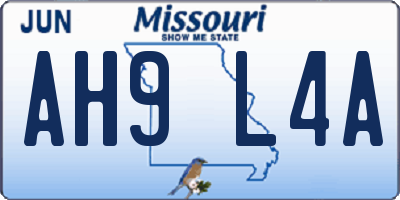 MO license plate AH9L4A