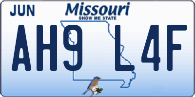 MO license plate AH9L4F