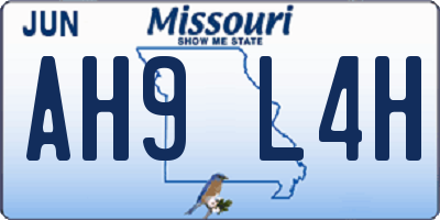 MO license plate AH9L4H