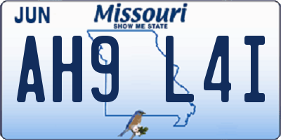 MO license plate AH9L4I