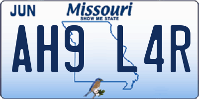 MO license plate AH9L4R