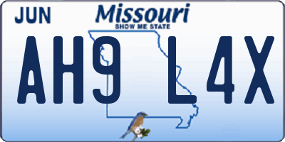 MO license plate AH9L4X