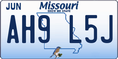 MO license plate AH9L5J
