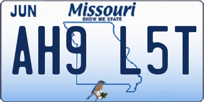 MO license plate AH9L5T