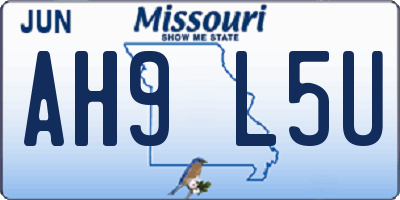 MO license plate AH9L5U