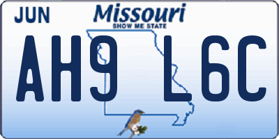 MO license plate AH9L6C