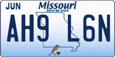 MO license plate AH9L6N