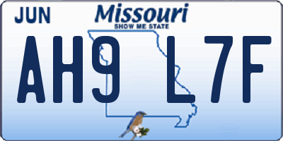 MO license plate AH9L7F