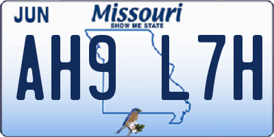 MO license plate AH9L7H
