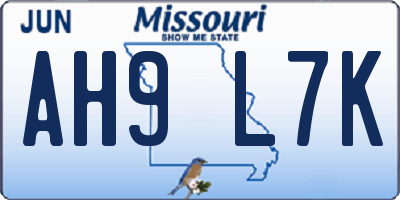 MO license plate AH9L7K