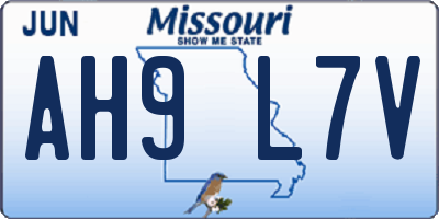 MO license plate AH9L7V