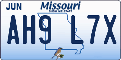 MO license plate AH9L7X