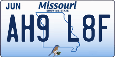 MO license plate AH9L8F