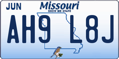 MO license plate AH9L8J