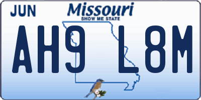 MO license plate AH9L8M