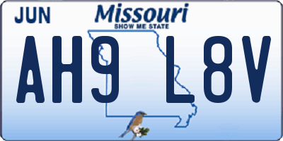 MO license plate AH9L8V