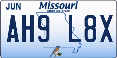 MO license plate AH9L8X