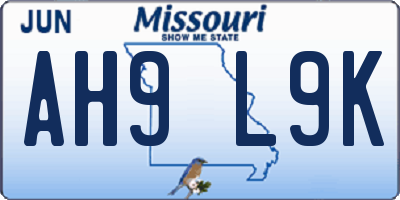 MO license plate AH9L9K