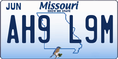 MO license plate AH9L9M