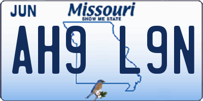 MO license plate AH9L9N