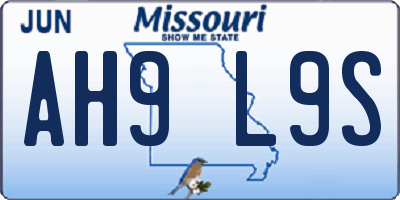 MO license plate AH9L9S