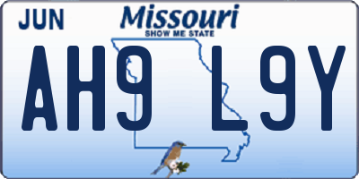 MO license plate AH9L9Y