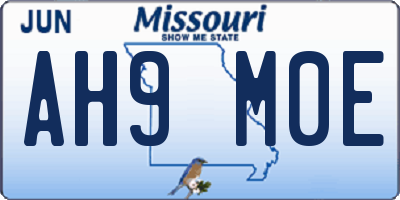 MO license plate AH9M0E