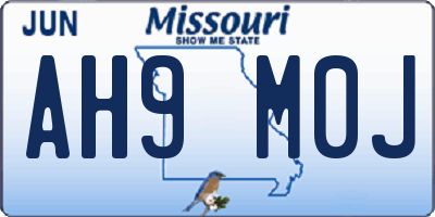 MO license plate AH9M0J