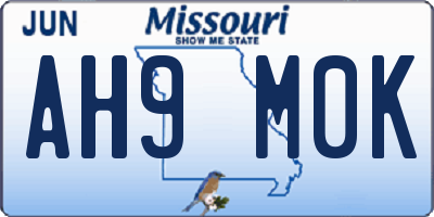 MO license plate AH9M0K
