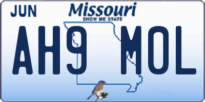 MO license plate AH9M0L