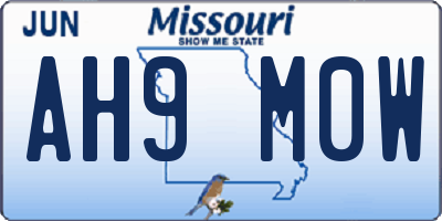 MO license plate AH9M0W