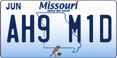 MO license plate AH9M1D