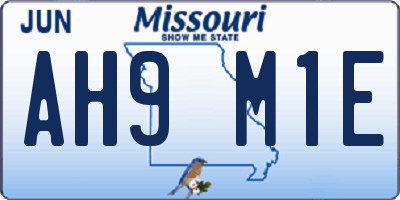 MO license plate AH9M1E