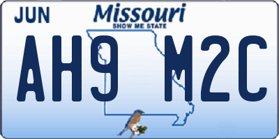 MO license plate AH9M2C