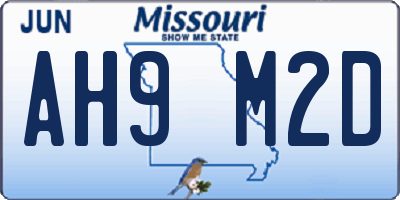 MO license plate AH9M2D