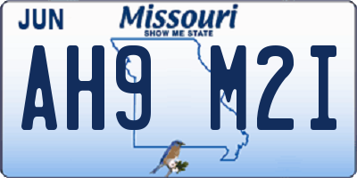 MO license plate AH9M2I